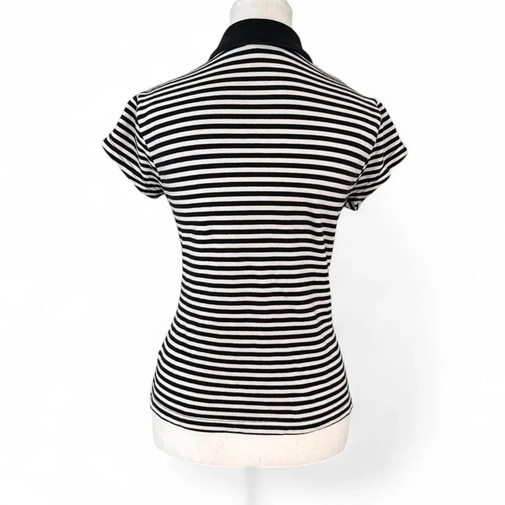 Polo Jeans Co Ralph Lauren black & white striped polo shirt Size M